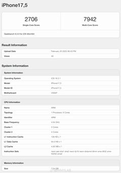 notes de l'unité centrale de l'iPhone 16e.