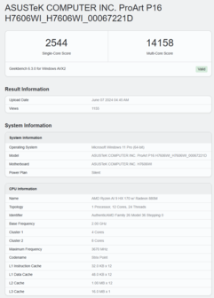 Radeon 890M Geekbench 6 OpenCL score dans Asus ProArt P16. (Source : Geekbench)
