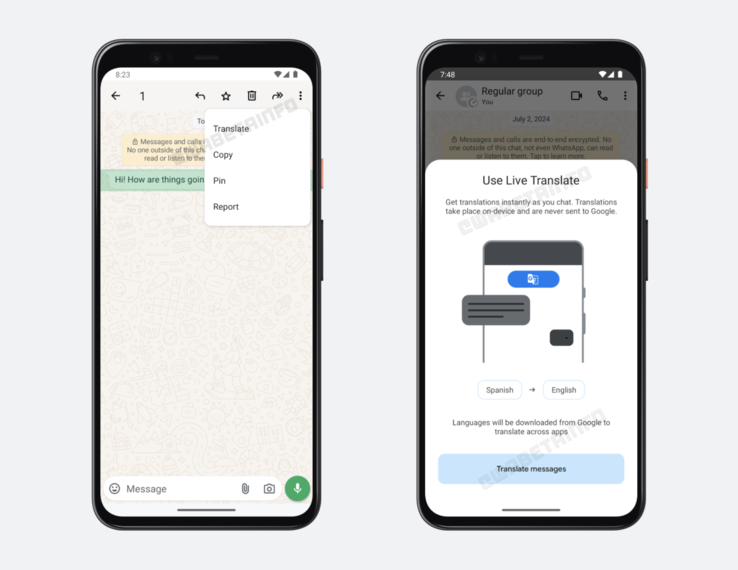 WhatsApp s'appuiera sur Google Translate pour une traduction rapide dans l'application (Source : WABetaInfo)