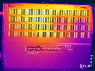 Températures de surface pendant l'essai sous contrainte (en bas)