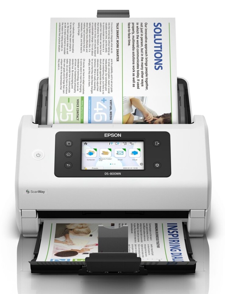 Les scanners Epson EdgeLink peuvent numériser des documents à une vitesse allant jusqu'à 70 pages par minute et les enregistrer dans le nuage, dans le courrier électronique, etc. (Source de l'image : Epson)