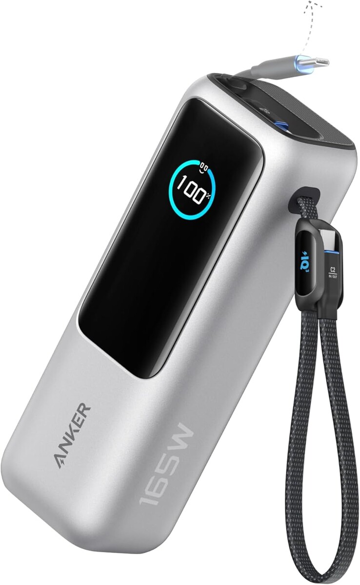 La nouvelle version argentée de l'Anker Zolo Power Bank (25K, 165W, câbles intégrés et rétractables). ((Source de l'image : Anker)