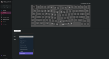 Capture d'écran de la personnalisation RGB de Keychron Launcher