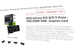 La Nvidia GrForce RTX 5070 Ti devrait être lancée le 20 février. (Source de l&#039;image : Proshop)