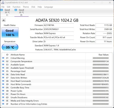 ADATA SE920 fonctionne avec PCIe 4.0 x4