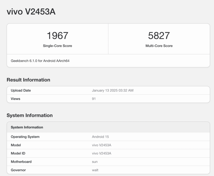 Liste Geekbench du potentiel iQoo Z10 Turbo Pro. (Source : Geekbench)