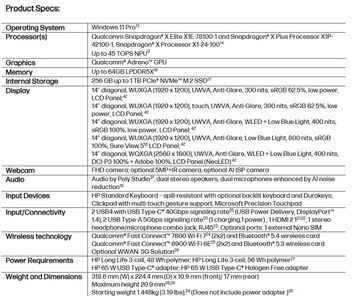 Spécifications du HP EliteBook 6 G1q Next-Gen AI PC. (Source de l'image : HP)