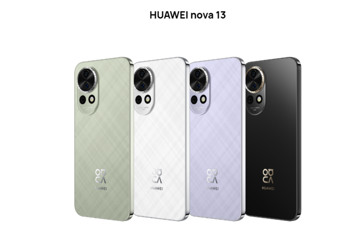 Huawei Nova 13 en noir, violet, blanc et vert (Image source : Huawei)