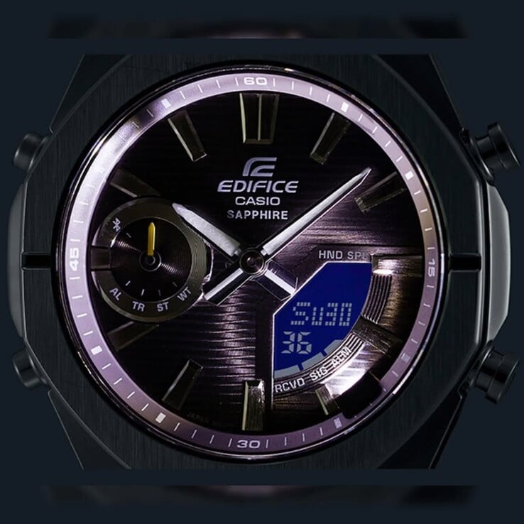 Les modèles Casio Edifice ECB-S100D sont dotés d'une LED Super Illuminator. (Source de l'image : @geesgshock)