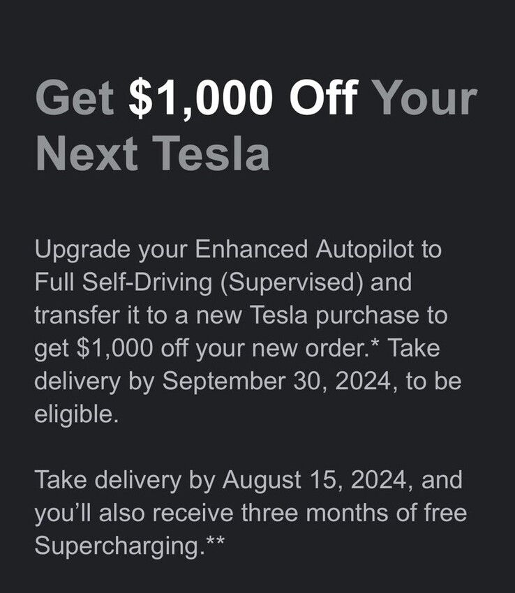 L'offre promotionnelle de Tesla : 1 000 $ de réduction