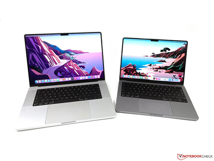 MacBook Pro 16 2021 (gauche) vs. MacBook Pro 14 2021 (droite)