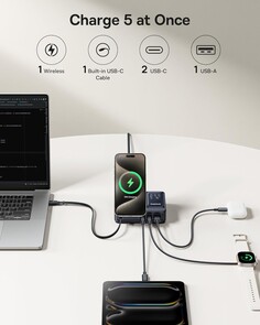 Quatre ports USB et un chargeur sans fil devraient répondre aux besoins de la plupart des gens (Image source : Baseus)