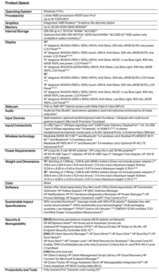 HP ProBook 4 G1a 14 et G1a 16 : Spécifications. (Source de l'image : HP)