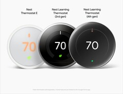 Nest Thermostat E, thermostats Nest Learning de 3e et 4e génération, côte à côte.  (Source de l&#039;image : @MysteryLupin sur X)