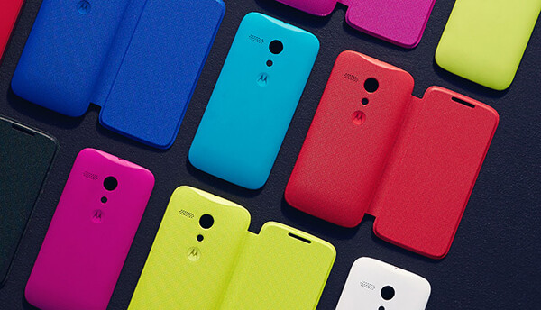 Motorola a proposé des housses remplaçables appelées coques dans une variété de couleurs et de designs pour le Moto G. (Image source : Motorola/Waybackmachine)