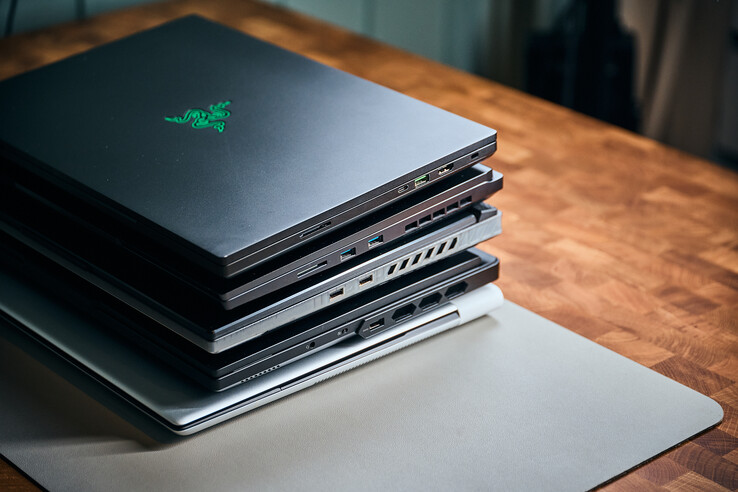 Razer Blade 16 (lecteur de cartes, USB-C, USB-A, HDMI 2.1), XMG Neo 16 (lecteur de cartes, 2 x USB-A), ROG Scar 16 (2 x USB-A), Legion Pro 7 (jack audio, camera kill switch, USB-A)