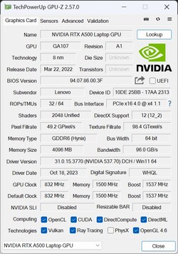 GPU-Z Nvidia RTX A500