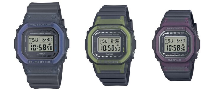 De gauche à droite : le -5600RS-8JF, le GMD-S5610RS-8JF et le BGD-565RS-8JF. (Source de l'image : Casio)