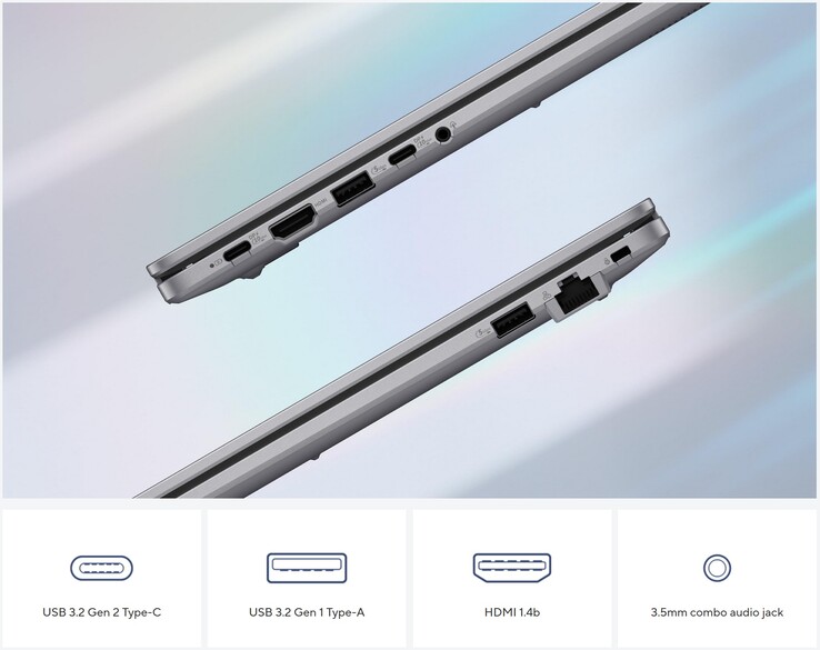 Les ports externes de l'Asus ExpertBook P1 (source : Asus)