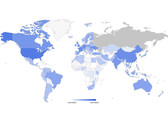 Les pays du G7, l'Ukraine et la Chine sont en bleu foncé. Malheureusement, il n'y a pas de données sur la Russie. (Image : imperva)