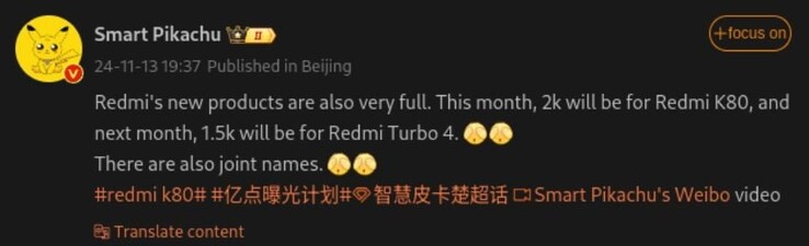 Des détails sur les prochains smartphones de Redmi ont été divulgués (Image source : Weibo - machine translated)