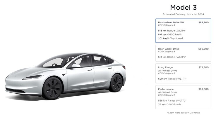 Il existe désormais une quatrième version de la Model 3 110 (image : Tesla SG)