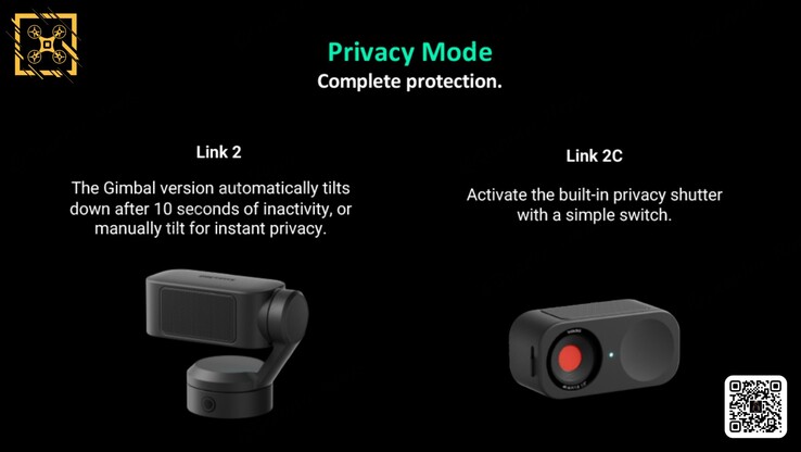 Les 2 différents modes de confidentialité des webcams Insta360 Link 2 et Link 2C. (Source de l'image : @Quadro_News via X/Twitter)