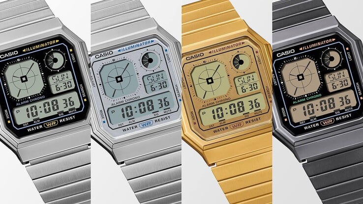 De gauche à droite : les montres Casio A130WE-1A, A130WE-7A, A130WEG-9A et A130WEGG-1A. (Source de l'image : Casio)