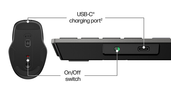 Les combinés clavier-souris de HP sont dotés d'un port de charge USB-C. (Source de l'image : HP)