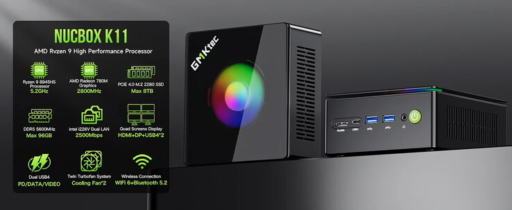 K11 : Le mini PC est doté d'un éclairage RVB. (Source de l'image : GMKtec)