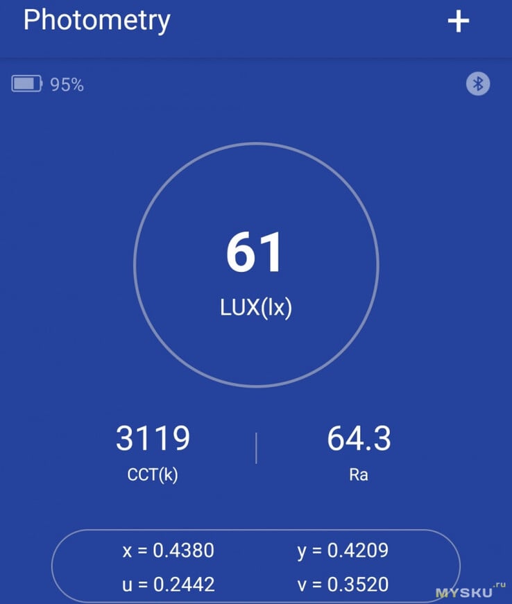 Mesure de la luminosité à une distance de 25 cm avec l'Opple Light Master 3 (Source de l'image : bdos sur MySKU)