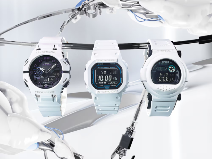 De gauche à droite : les montres Casio GA-B001SF-7AJF, DW-B5600SF-7JF et G-B001SF-7JR. (Source de l'image : Casio)