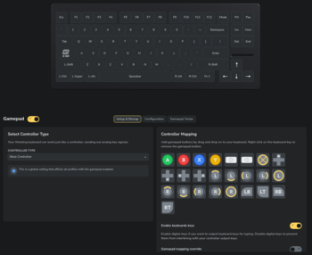 Wootility v5 vous permet de remapper le clavier à certaines fonctions de la manette, ce qui pourrait être très utile dans les jeux de course ou de simulation. (Source de l'image : Julian van der Merwe / Notebookcheck)