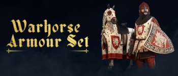 L'ensemble d'armure Warhorse comprend le bassinet, les bottes, le caparaçon, les gantelets, l'armure de jambe, le pourpoint, le bouclier et le Waffenrock. (Source de l'image : Warhorse Studios)