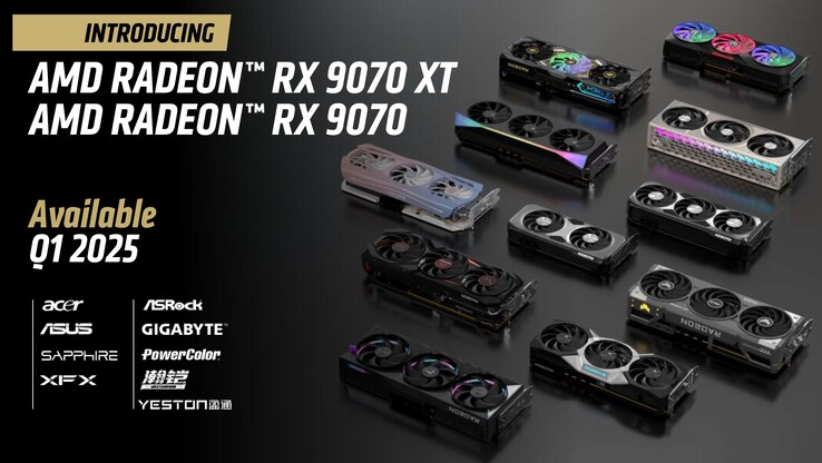 Les Radeon RX 9070 XT et RX 9070 d'AMD seront disponibles auprès de différents AiB (Image Source : AMD)