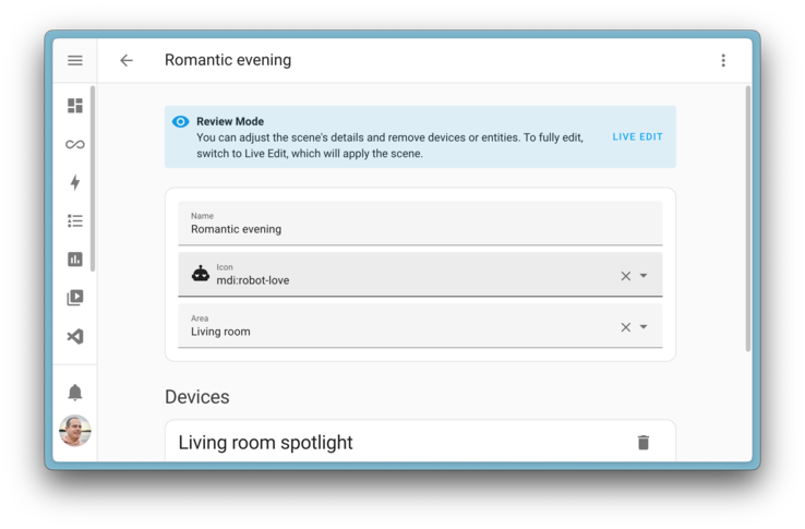 La version 2024.12 de Home Assistant comprend un nouveau mode d'examen des scènes. (Source de l'image : Home Assistant)