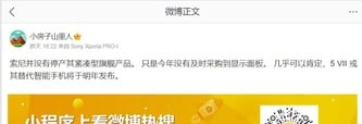 Rumeur présumée concernant le Xperia 5. (Source de l'image : via Weibo)