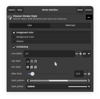 La nouvelle fenêtre de sélection des traits de GIMP 3.0 a une interface raffinée et de nouvelles options de traits. (Source de l'image : Julian van der Merwe / Notebookcheck)