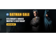 L&#039;image de couverture de la vente Warner Bros. et DC Batman sur Steam représentant Bruce Wayne et Batman (Image Source : Steam)