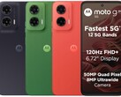 Le Moto G35 5G est disponible en vert feuille, noir nuit et rouge goyave (Image source : Motorola)