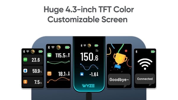 La Wyze Scale Ultra est dotée d'un grand écran couleur qui affiche les mesures de santé. (Source de l'image : Wyze)