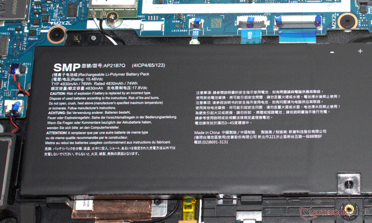 La batterie a une capacité de 76 Wh.