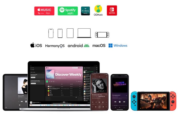 Le Questyle M18i DAC est compatible avec Apple, Android, HarmonyOS, MacOS, Windows et les appareils de jeu. (Source de l'image : Questyle)