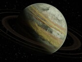 Illustration d'artiste montrant une exoplanète avec des anneaux. (Source de l'image : AdisResic - Pixabay)