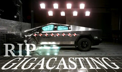 Le Cybertruck de Tesla semble détruire la carrosserie avant lors de l'impact. (Source de l'image : Cybertruck on X)