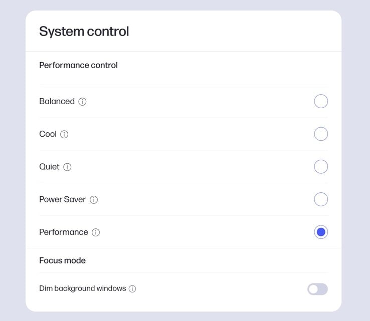 Différents modes de performance sur le HP OmniStudio X