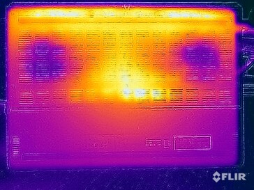 Températures de surface de l'essai sous contrainte (en bas)