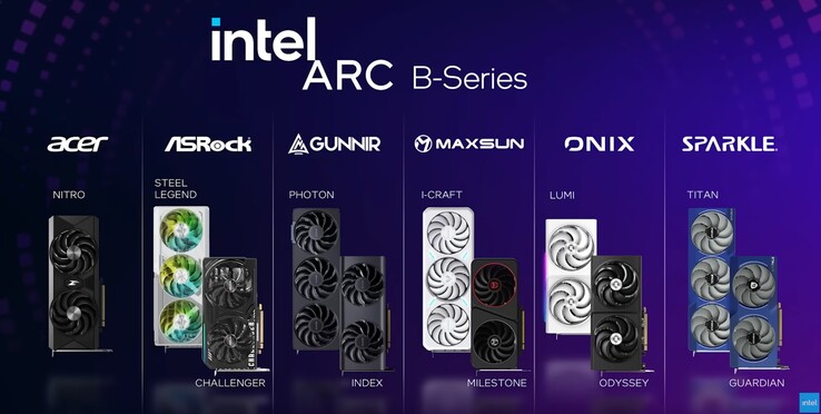 Les différents partenaires embarqués de l'Intel Arc B580 (Source : Intel)