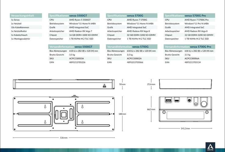 L'Arctic Senza arbore un design élégant, mais il est freiné par des composants internes vieillissants. (Source de l'image : Fanlesstech)