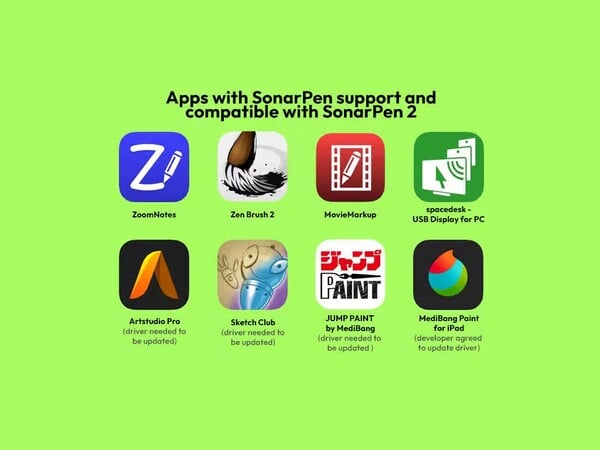 Le SonarPen 2 est entièrement compatible avec certaines applications. (Source de l'image : SonarPen)